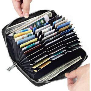 Large Capacity Credit Card Wallet - Leather Secure RFID Wallet for Women